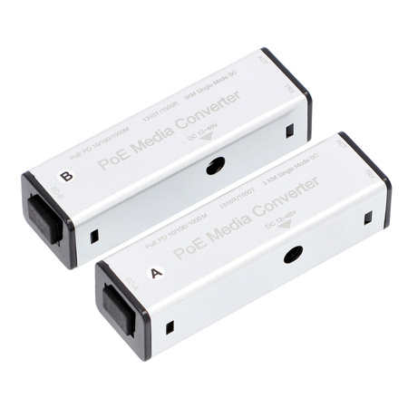 Konwerter skrętka-światłowód Gigabit zasilany z PoE zasięg do 3 km zestaw VIDI-FZW-MC-1GB