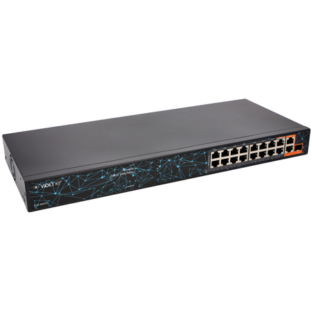 Switch Vidiline VIDI-F1621GBL_V2 16x PoE 100Mb/s 2x RJ45 Uplink 1x SFP 1000Mb/s 300W