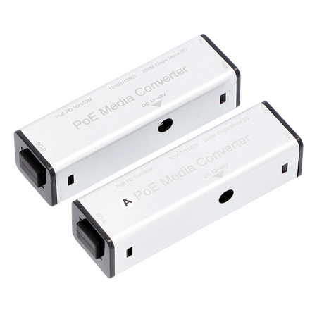 Konwerter skrętka-światłowód zasilany z PoE zasięg do 20 km zestaw VIDI-FZW-MC