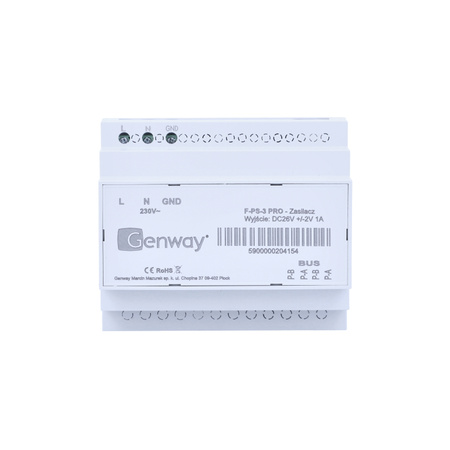 Zasilacz wideodomofonowy na szynę DIN F-PS-3 PRO