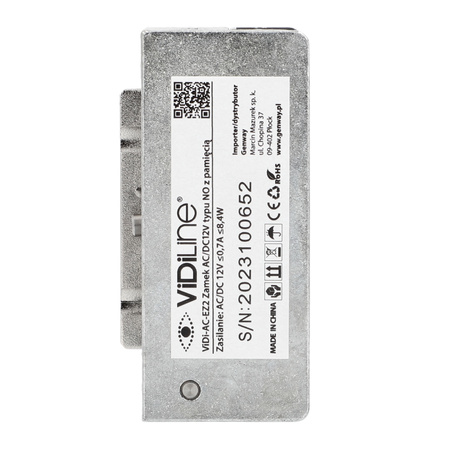 Elektrozaczep Klasyczny NC Pamięć DC/AC 12V 0,7A VIDI-AC-EZ2