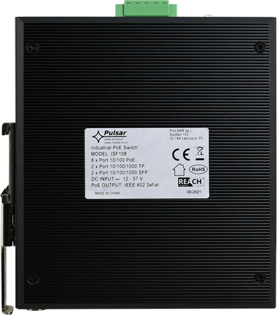 Switch przemysłowy Pulsar PoE ISF108 (8xPoE, 2xSFP, 2xRJ45)