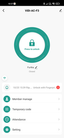 Czytnik odcisku palca VIDI-AC-F3 EM MF Kod Wifi Tuya