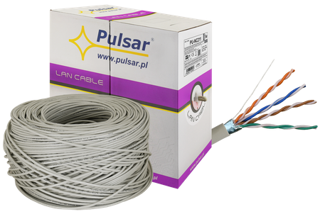 Skrętka komputerowa ekranowana, rodzaj F/UTP, PVC, cat 5e, 24AWG, Cu, Eca, wewnętrzna, 305m